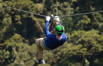 A picture of someon ziplining at Mammoth Valley Park